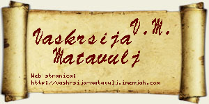 Vaskrsija Matavulj vizit kartica